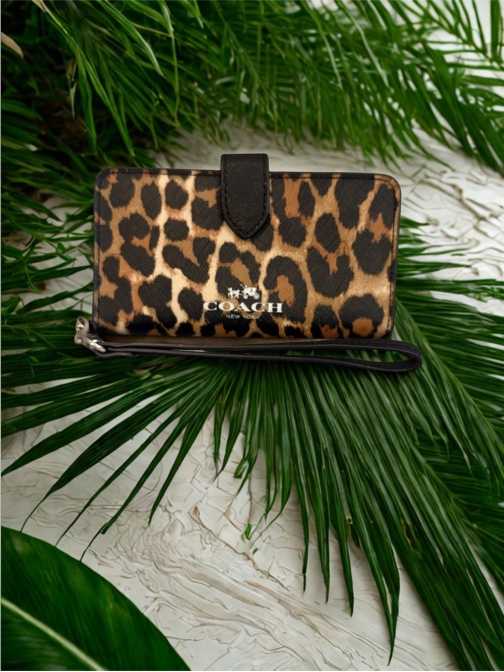 COACH Peyton Ocelot Phone Wallet Case Pouch Wristlet/EUC